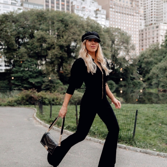 We Wore What 70s Corduroy Puff Sleeve Flared Jumpsuit - Picture 13 of 14